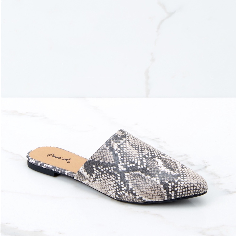 Snakeskin mules